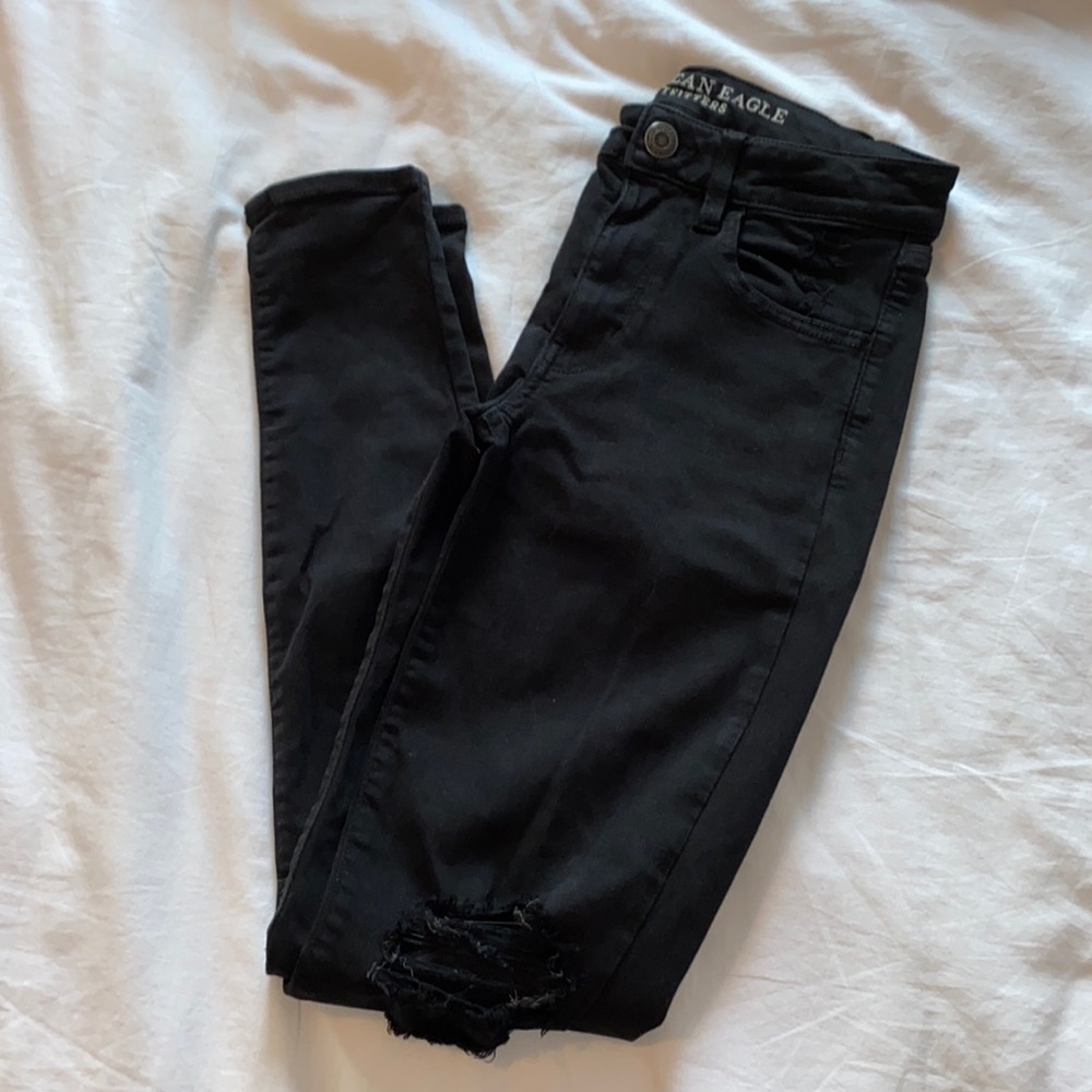 American Eagle distressed black skinny jeans